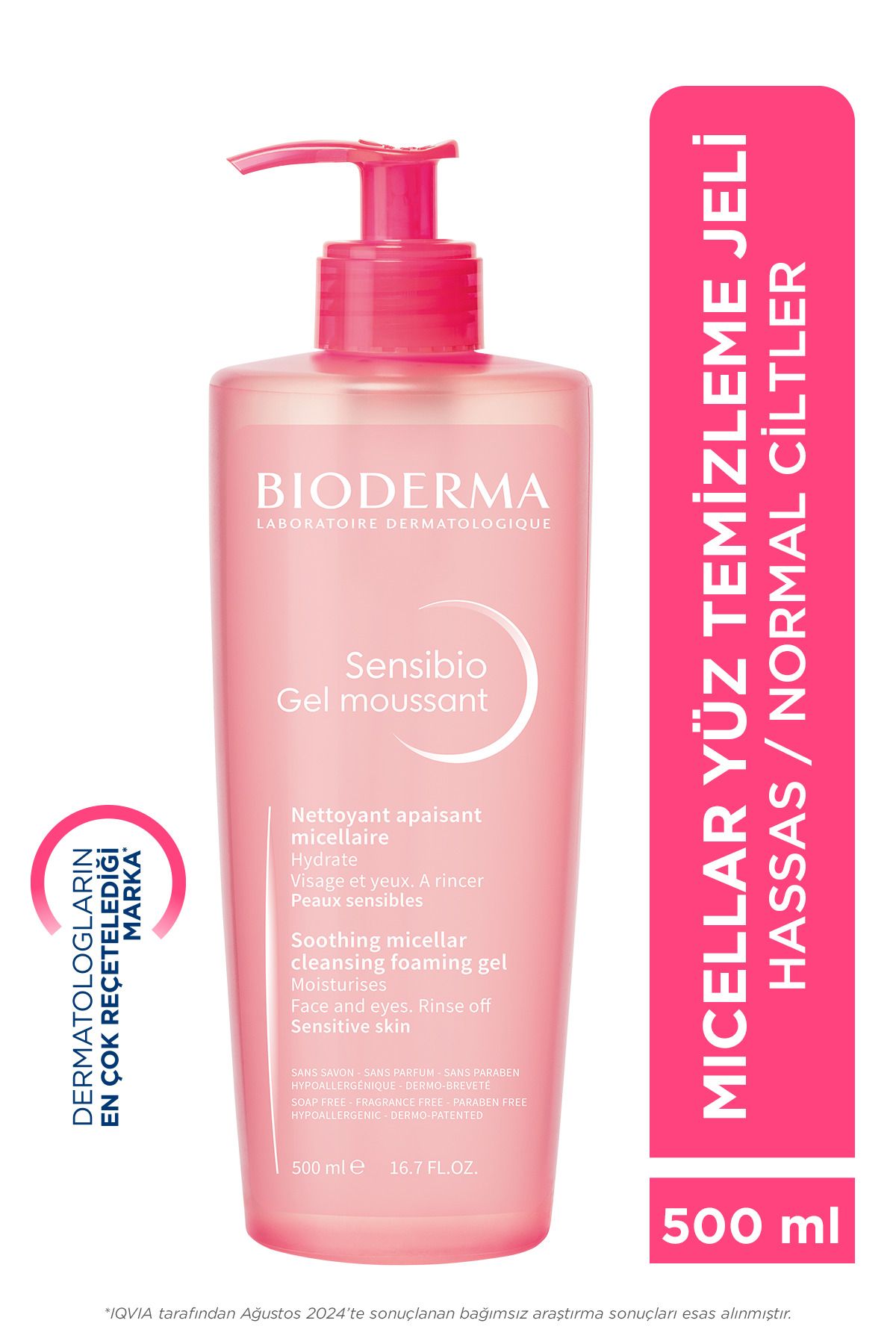 Bioderma Sensibio Foaming Gel Hassas ve Normal Ciltler Durulanan Micellar Yüz Temizleme Jeli 500 ml