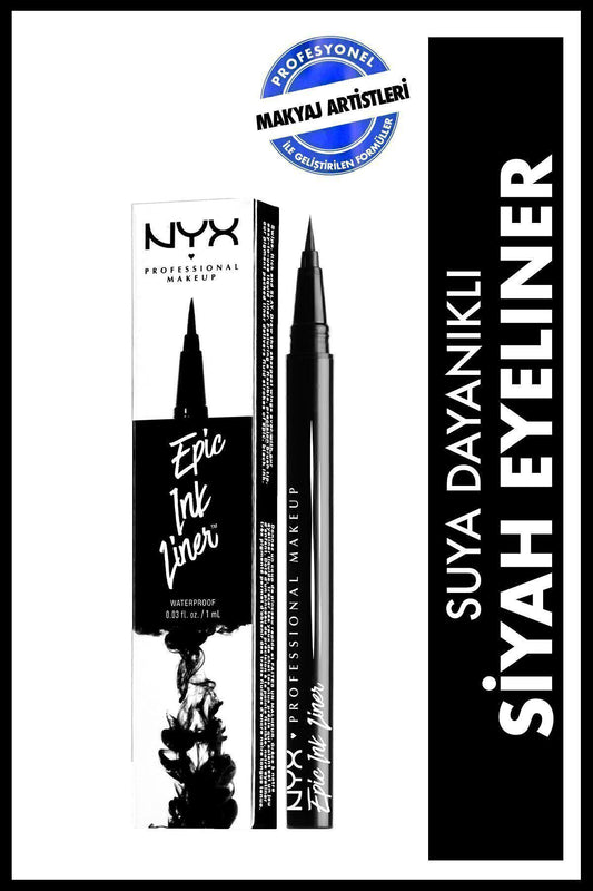 NYX Professional Makeup Epic Ink Liner - Siyah Eyeliner | Suya Dayanıklı, Keskin ve Net Çizgiler