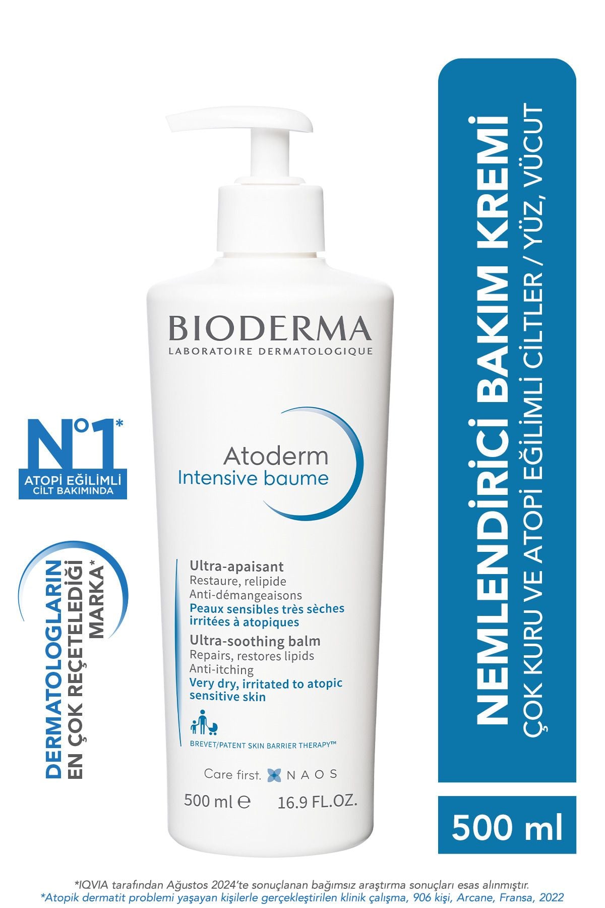 Bioderma Atoderm Intensive Balm Çok Kuru Atopi Eğilimli Cilt Nemlendirici Onarıcı Krem Yetişkin, Çocuk 500 ml