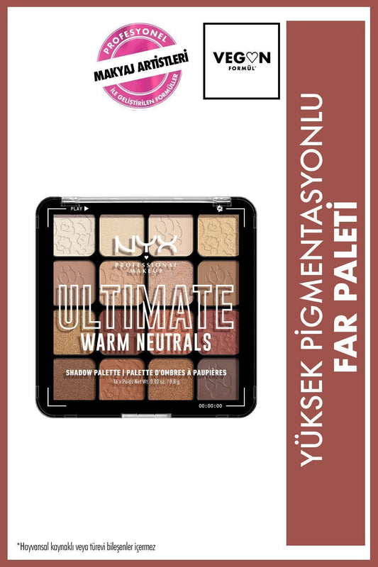 NYX Professional Makeup Ultimate Shadow Palette Warm Neutrals – 16'lı Göz Farı Paleti